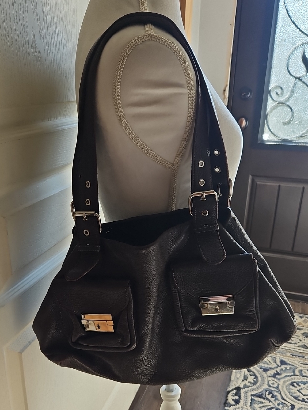 Carla Mancini Leather Large Shoulder Bag